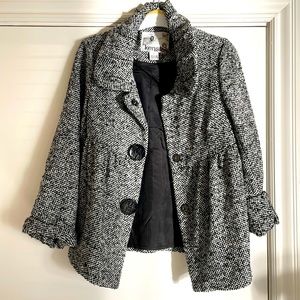 Kensie tweed black & white 3/4 sleeve coat